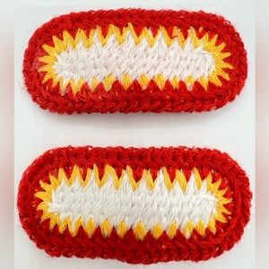 Crochet Set of Snap Clip Barrettes New Rounded Ends Red